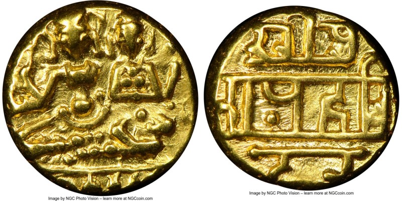 Vijayanagar. Hari Hara II gold 1/2 Pagoda ND (1377-1404) MS64 NGC, Fr-350, Mitch...