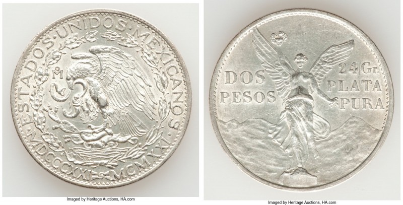 Estados Unidos Pair of Uncertified 2 Pesos 1921-Mo, 1) 2 Pesos - XF. 39mm. 26.59...