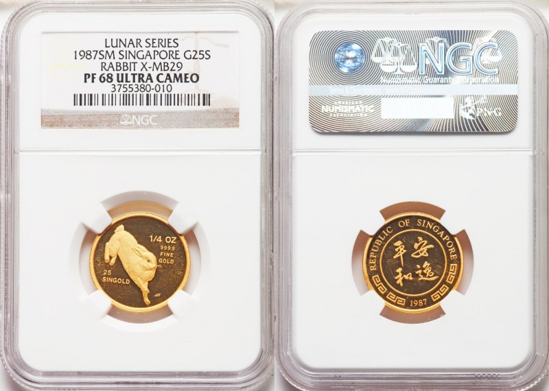 Republic gold Proof 25 Singold 1987-SM PR68 Ultra Cameo NGC, Singapore mint, KM-...