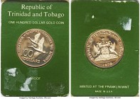 Republic gold Proof 100 Dollars 1976-FM, Franklin mint, KM37. Included in mint sealed holder as pictured. AGW 0.998 oz. 

HID09801242017

© 2020 H...
