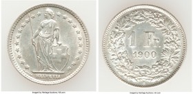 Pair of Uncertified Assorted Issues, 1) Switzerland: Confederation Franc 1900-B - AU (Cleaned), KM24. 23.2mm. 5.00gm 2) Italy: Umberto I 5 Lire 1879-R...
