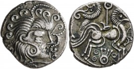 CELTIC, Northwest Gaul. Abrincatui. Circa 60-50 BC. Stater (Billon, 21 mm, 6.88 g, 8 h), 'les billons au profil luniforme, type de transition'. Celtic...