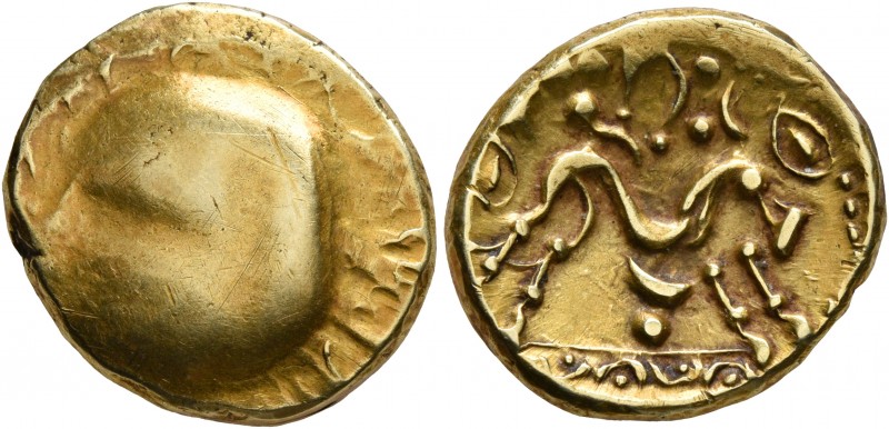 CELTIC, Northeast Gaul. Ambiani. Circa 60-30 BC. Stater (Gold, 18 mm, 6.22 g). L...