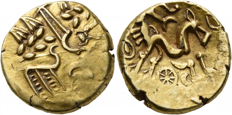 CELTIC, Northeast Gaul. Suessiones. Late 2nd to mid 1st century BC. Stater (Gold...
