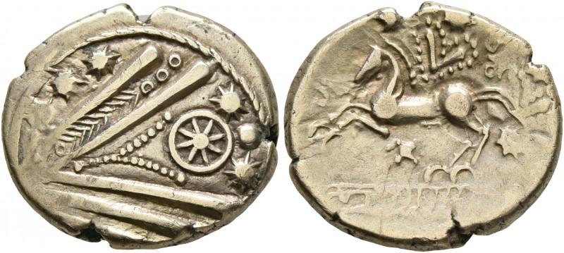 CELTIC, Northeast Gaul. Treveri. Circa 60-30/25 BC. Stater (Electrum, 19 mm, 5.4...