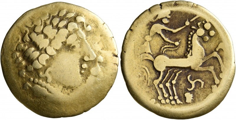 CELTIC, Central Gaul. Aedui. 2nd century BC. Stater (Gold, 24 mm, 7.42 g, 10 h),...
