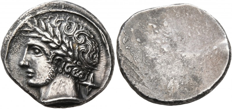 ETRURIA. Populonia. Circa 300-250 BC. 10 Asses (Silver, 18 mm, 4.17 g). Laureate...