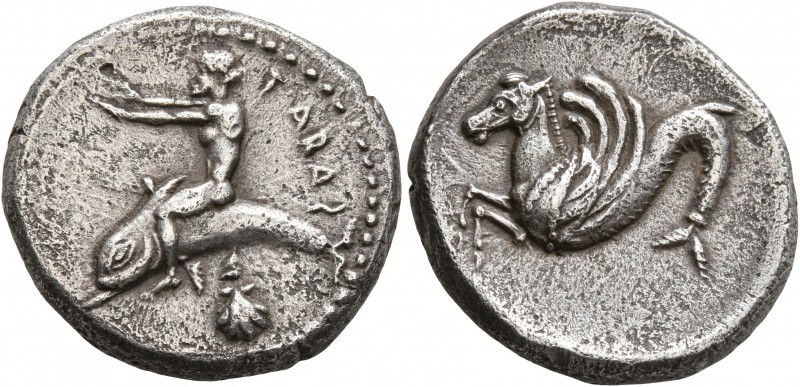 CALABRIA. Tarentum. Circa 465-455 BC. Didrachm or Nomos (Silver, 20 mm, 7.88 g, ...