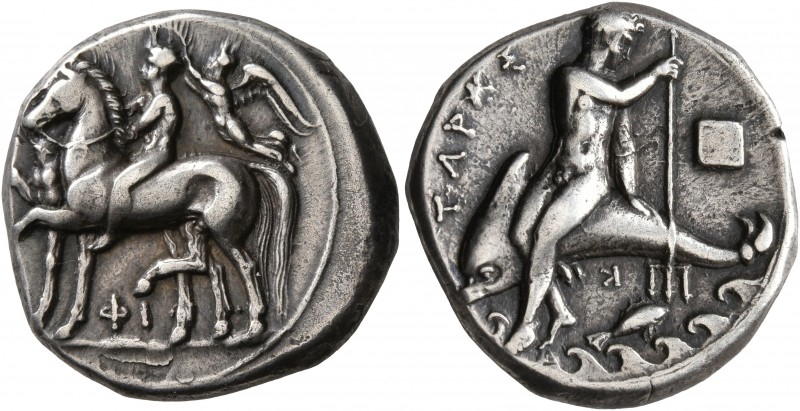 CALABRIA. Tarentum. Circa 340-325 BC. Didrachm or Nomos (Silver, 20 mm, 7.90 g, ...