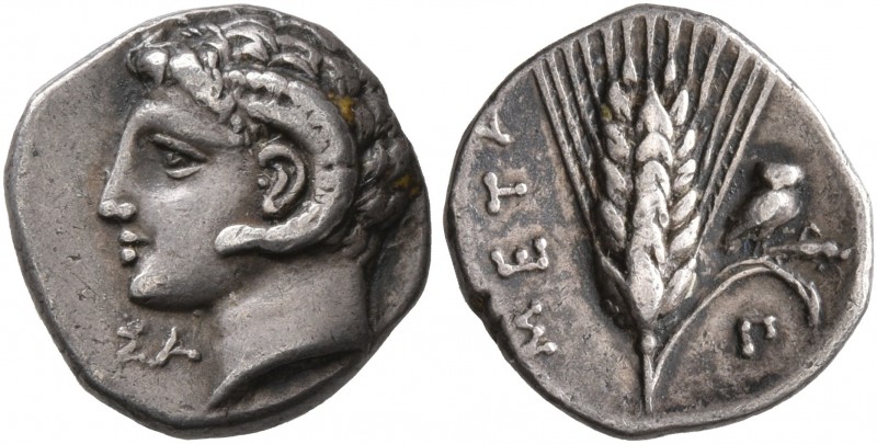 LUCANIA. Metapontion. Circa 330-290 BC. Diobol (Silver, 11 mm, 1.16 g, 2 h). Hea...