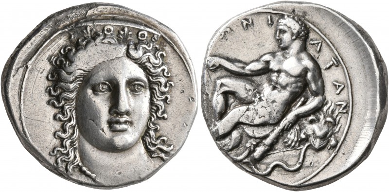 BRUTTIUM. Kroton. Circa 360-340 BC. Didrachm or Nomos (Silver, 22 mm, 7.76 g, 5 ...
