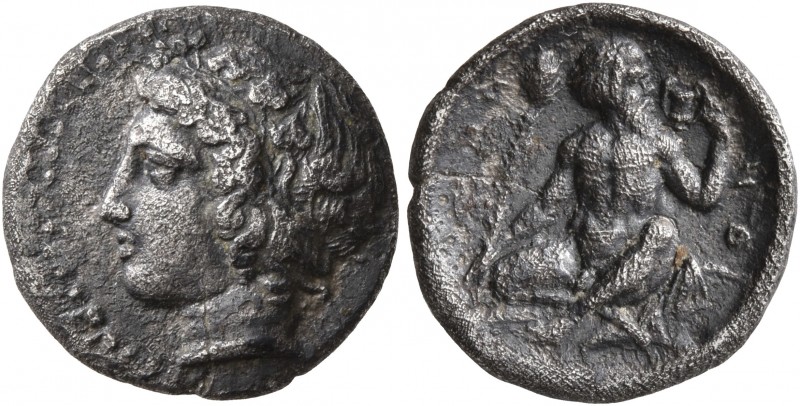 SICILY. Naxos. Circa 420-403 BC. Hemidrachm (Silver, 14 mm, 2.00 g, 10 h). Head ...