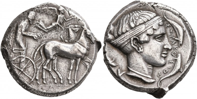 SICILY. Syracuse. Second Democracy, 466-405 BC. Tetradrachm (Silver, 25 mm, 17.1...
