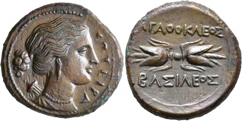 SICILY. Syracuse. Agathokles, 317-289 BC. Litra (Bronze, 24 mm, 9.11 g, 9 h). ΣΩ...