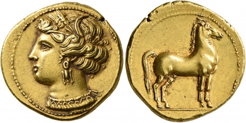 CARTHAGE. Circa 320-310 BC. Stater (Electrum, 20 mm, 7.69 g, 12 h). Head of Tani...