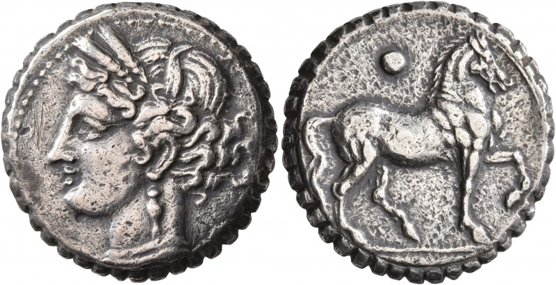 CARTHAGE. Third Punic War. Circa 149-146 BC. Double Shekel (Billon, 25 mm, 13.23...