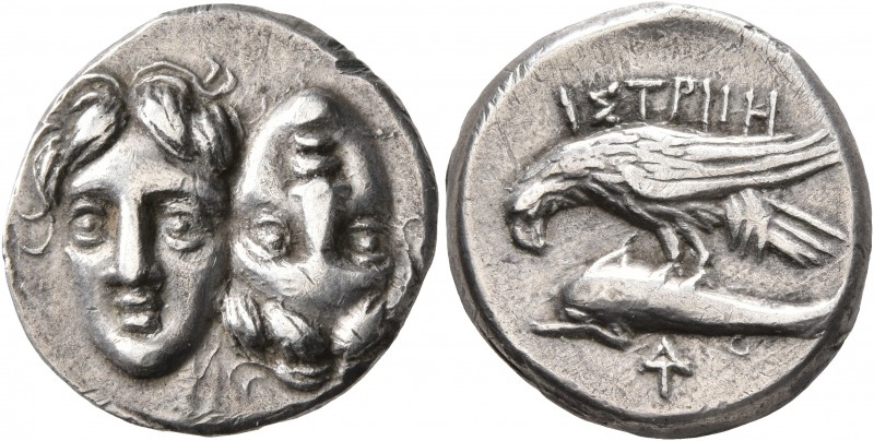 MOESIA. Istros. Circa 313-280 BC. Drachm (Silver, 18 mm, 6.00 g, 12 h). Two faci...