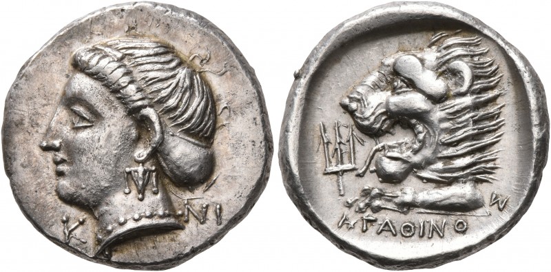 CARIA. Knidos. Circa 360-350 BC. Didrachm (Silver, 20 mm, 6.90 g, 12 h), reduced...