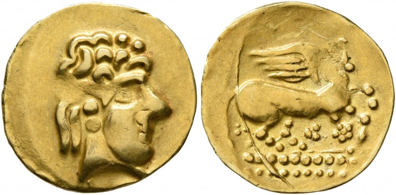 CELTIC, Northeast Gaul. Mediomatrici. 2nd century BC. 1/4 Stater (Gold, 15 mm, 1...