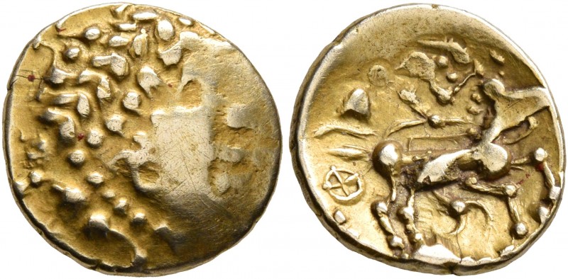 CELTIC, Central Gaul. Aedui. 2nd century BC. 1/4 Stater (Gold, 14 mm, 1.83 g, 9 ...