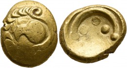 CELTIC, Central Europe. Vindelici. 1st century BC. Stater (Gold, 18 mm, 7.61 g), 'Blattkranz mit Vogelkopf' type. Head of a bird to left within a wrea...