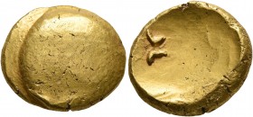 CELTIC, Central Europe. Vindelici. 1st century BC. Stater (Gold, 17 mm, 7.90 g), 'glatte Schüssel' type. Large bulge. Rev. Two crescent-shaped ornamen...