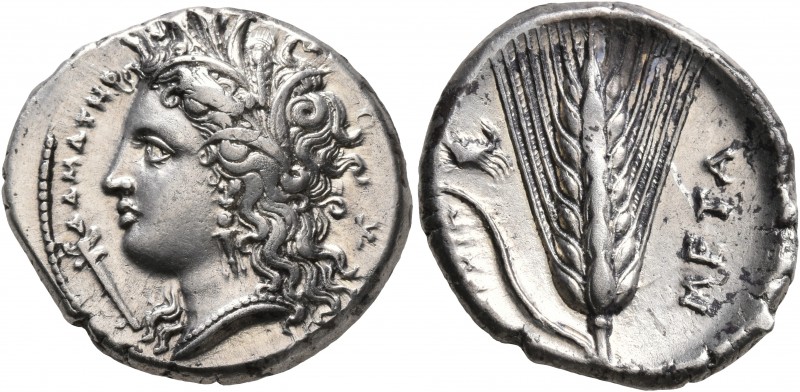 LUCANIA. Metapontion. Circa 340-330 BC. Didrachm or Nomos (Silver, 23 mm, 7.87 g...