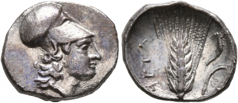 LUCANIA. Metapontion. Circa 325-275 BC. Diobol (Silver, 13 mm, 1.20 g, 5 h). Hea...