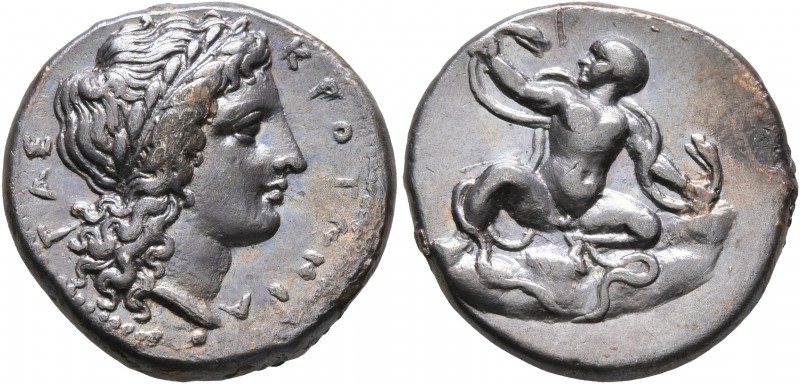 BRUTTIUM. Kroton. Circa 350-340 BC. Didrachm or Nomos (Silver, 20 mm, 7.58 g, 4 ...