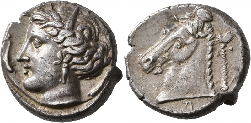 SICILY. Entella (?). Punic issues, circa 320/15-300 BC. Tetradrachm (Silver, 24 ...