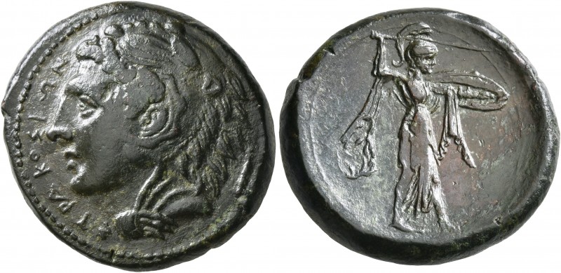 SICILY. Syracuse. Pyrrhos, 278-276 BC. AE (Bronze, 25 mm, 12.20 g, 5 h). ΣYPAKOΣ...