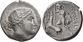 TAURIC CHERSONESOS. Chersonesos. Circa 210-200 BC. Drachm (Silver, 18 mm, 4.41 g, 11 h), Eurydamos, magistrate. Laureate head of Artemis to right, wit...