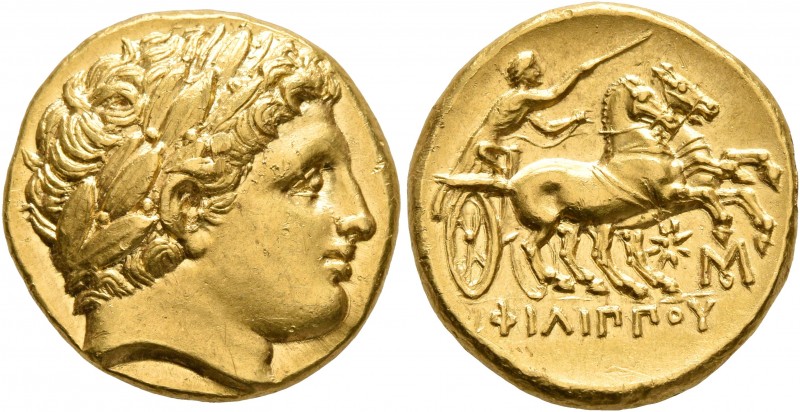 KINGS OF MACEDON. Philip II, 359-336 BC. Stater (Gold, 18 mm, 8.58 g, 1 h), Abyd...