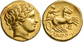 KINGS OF MACEDON. Philip II, 359-336 BC. Stater (Gold, 18 mm, 8.60 g, 1 h), Amphipolis, struck under Antipater, Polyperchon, or Kassander, circa 323/2...