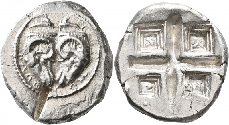 PHOKIS. Delphi. Circa 485-475 BC. Tridrachm (Silver, 28 mm, 18.65 g), Aeginetic ...