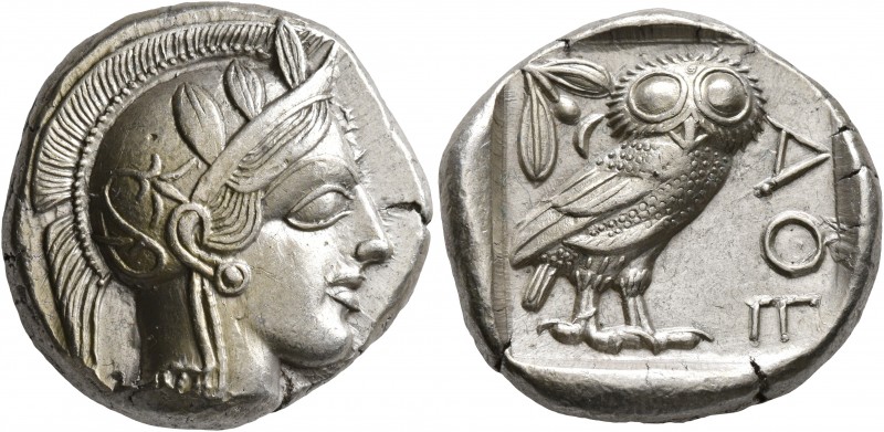 ATTICA. Athens. Circa 430s BC. Tetradrachm (Silver, 24 mm, 17.24 g, 2 h). Head o...