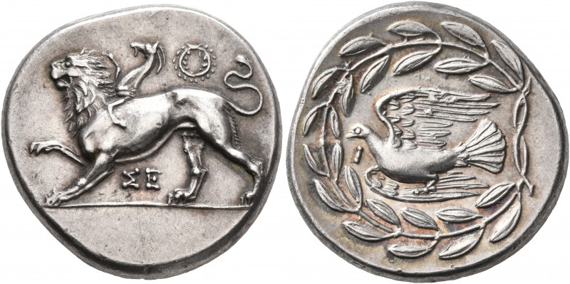 SIKYONIA. Sikyon. Circa 340-330 BC. Stater (Silver, 24 mm, 12.22 g, 3 h). Chimai...