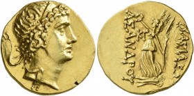 KINGS OF BOSPOROS. Asander, as king, circa 43-16 BC. Stater (Gold, 20 mm, 7.66 g, 11 h), RY 23 = 25/4 BC. Diademed head of Asander to right. Rev. BAΣI...