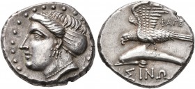 PAPHLAGONIA. Sinope. Circa 330-300 BC. Drachm (Silver, 19 mm, 5.07 g, 6 h), reduced standard. Phageta..., magistrate. Head of the nymph Sinope to left...
