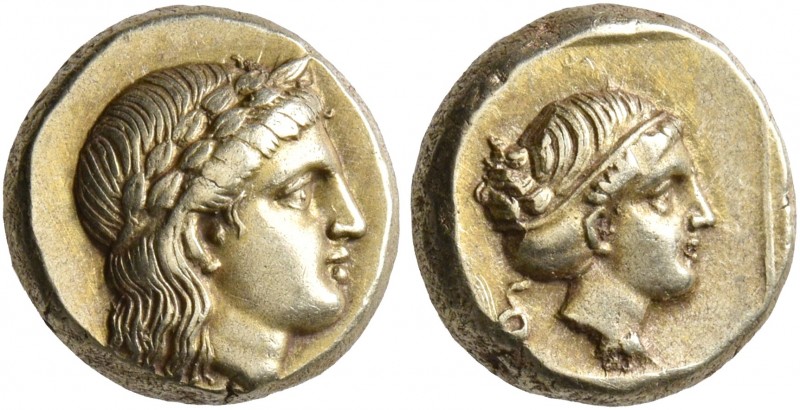 LESBOS. Mytilene. Circa 377-326 BC. Hekte (Electrum, 10 mm, 2.54 g, 11 h). Laure...