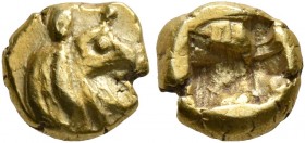 IONIA. Phokaia. Circa 625/0-522 BC. 1/24 Stater (Electrum, 7 mm, 0.68 g). Head of a griffin with open jaws to right. Rev. Quadripartite incuse square....
