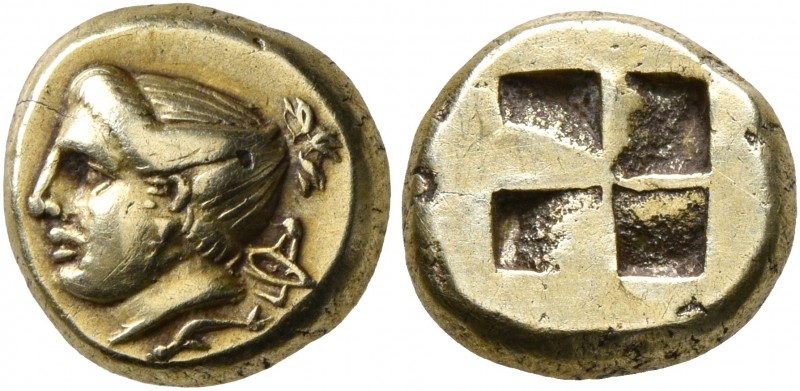 IONIA. Phokaia. Circa 387-326 BC. Hekte (Electrum, 10 mm, 2.51 g). Head of Artem...