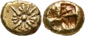 IONIA. Uncertain. Circa 625-600 BC. Hekte (Electrum, 10 mm, 2.19 g), Lydo-Milesian standard. Floral pattern around star of four rays. Rev. Quadriparti...