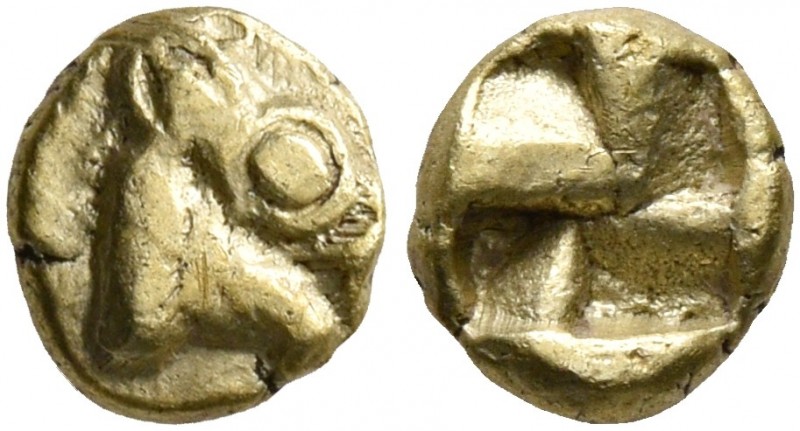 IONIA. Uncertain. Circa 600-550 BC. 1/48 Stater (Electrum, 5 mm, 0.37 g). Head o...