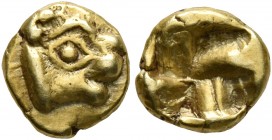 IONIA. Uncertain. Circa 600-550 BC. 1/24 Stater (Electrum, 7 mm, 0.64 g), Phokaic standard. Head of a lionness to right. Rev. Incuse square. Bodensted...