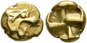 IONIA. Uncertain. Circa 600-550 BC. 1/24 Stater (Electrum, 7 mm, 0.64 g), Phokaic standard. Head of a roaring lion to right. Rev. Rough incuse square....