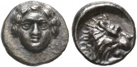 PISIDIA. Selge (?). Circa 350-300 BC. Hemiobol (Silver, 7 mm, 0.45 g, 2 h). Facing gorgoneion. Rev. Head of a lion to right; below, astragalos. SNG PF...