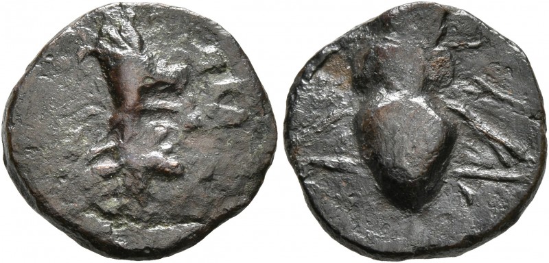 KINGS OF ARMENIA. Artaxias I, 190-160 BC. Chalkous (Bronze, 15 mm, 2.20 g, 11 h)...