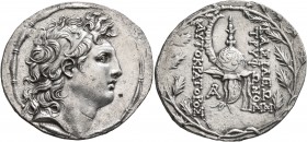 SELEUKID KINGS OF SYRIA. Tryphon, circa 142-138 BC. Tetradrachm (Silver, 34 mm, 16.43 g, 1 h), Antiochia on the Orontes. Diademed head of Tryphon to r...