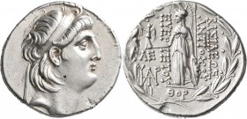 SELEUKID KINGS OF SYRIA. Antiochos VII Euergetes (Sidetes), 138-129 BC. Tetradrachm (Silver, 31 mm, 16.73 g, 1 h), Damaskos, SE 179 = 134/3. Diademed ...